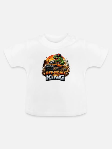 Offroad König Dino - Baby Bio-T-Shirt mit Rundhals - Weiß