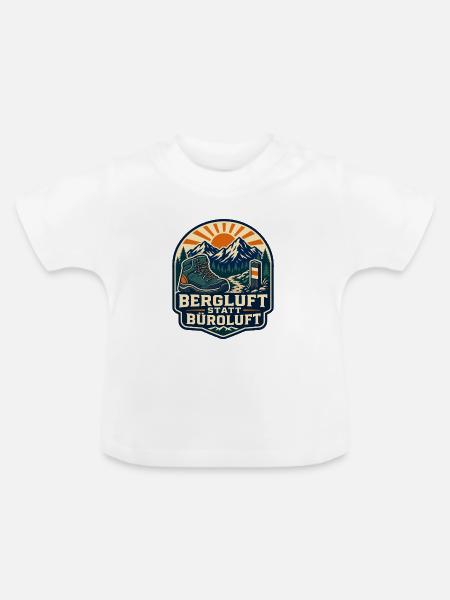 Bergluft statt Büroluft Wandern - Baby Bio-T-Shirt mit Rundhals - Weiß