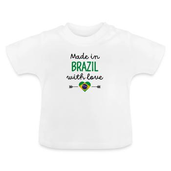 Made in Brazil with Love – Baby Clothes - Baby Organic T-Shirt with Round Neck - white - Front