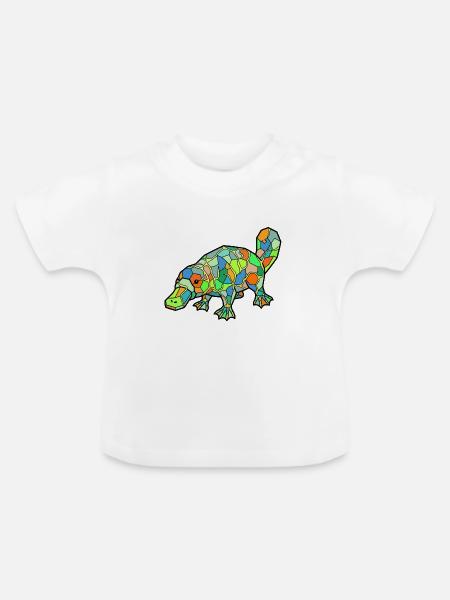 Mosaik Schnabeltier Regenbogenstil - Baby Bio-T-Shirt mit Rundhals - Weiß