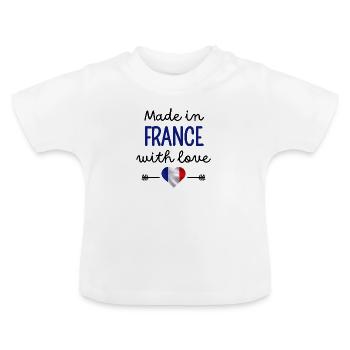 Made in France with Love – Babykleidung - Baby Bio-T-Shirt mit Rundhals - Weiß - Vorne