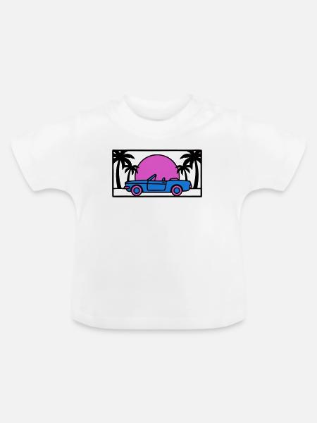 Cabrio Palmen Sunset Grafik - Baby Bio-T-Shirt mit Rundhals - Weiß