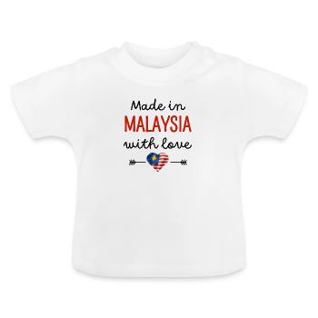 Fabriqué en Malaisie avec amour – Vêtements pour bébé - T-shirt bio col rond Bébé - blanc - Devant