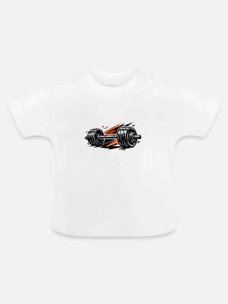 Fitnessstudio & Gewichte - Baby Bio-T-Shirt mit Rundhals - Weiß
