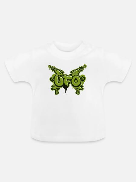Ufo Laserpistole Graffiti Logo - Baby Bio-T-Shirt mit Rundhals - Weiß