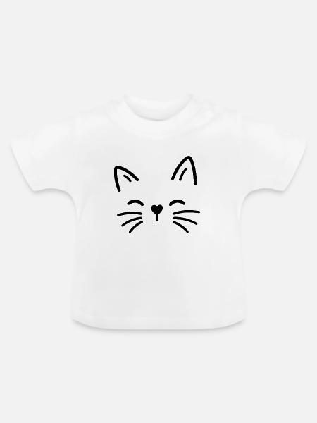 Süße Katze mit Herz Nase - Baby Bio-T-Shirt mit Rundhals - Weiß