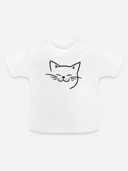Strahlendes Katzengesicht mit Schnurrhaaren - Baby Bio-T-Shirt mit Rundhals - Weiß