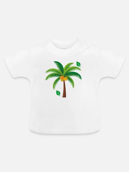 Tropische Palme Bunt - Baby Bio-T-Shirt mit Rundhals - Weiß