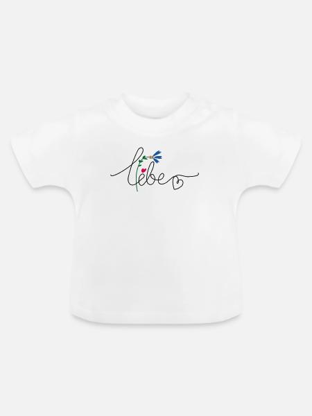 Blume Herz - Baby Bio-T-Shirt mit Rundhals - Weiß