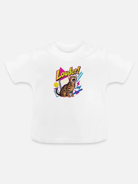 Schrille 90s Memphis Bengal Katze - Baby Bio-T-Shirt mit Rundhals - Weiß