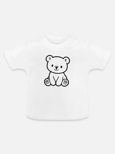 Niedlicher Teddybär für Babys und Kinder - Baby Bio-T-Shirt mit Rundhals - Weiß