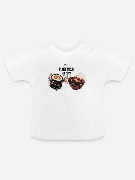 you maki miso happy - Baby Bio-T-Shirt mit Rundhals - Weiß