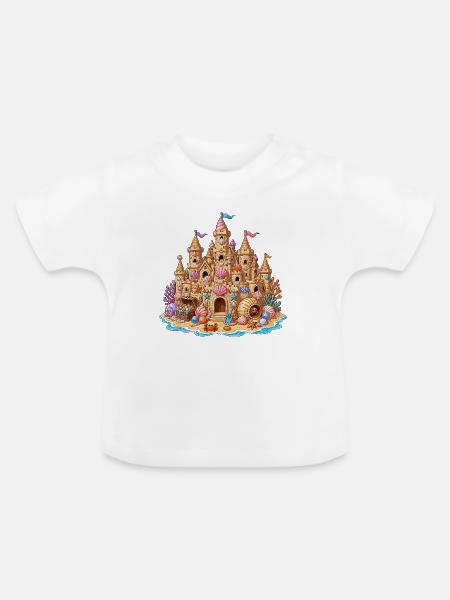 Küsten-Sandcastle Muscheln - Baby Bio-T-Shirt mit Rundhals - Weiß