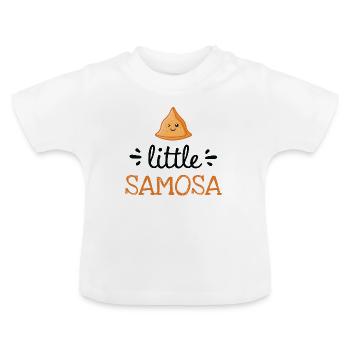 Little Samosa – Süße Babykleidung - Baby Bio-T-Shirt mit Rundhals - Weiß - Vorne