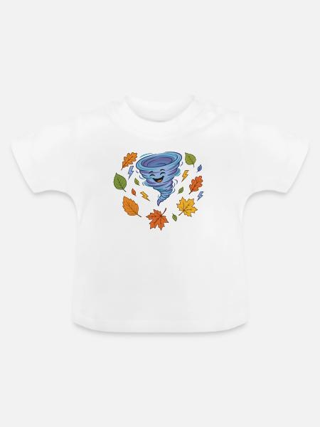 Baby-Tornado mit Blätterwirbel - Baby Bio-T-Shirt mit Rundhals - Weiß