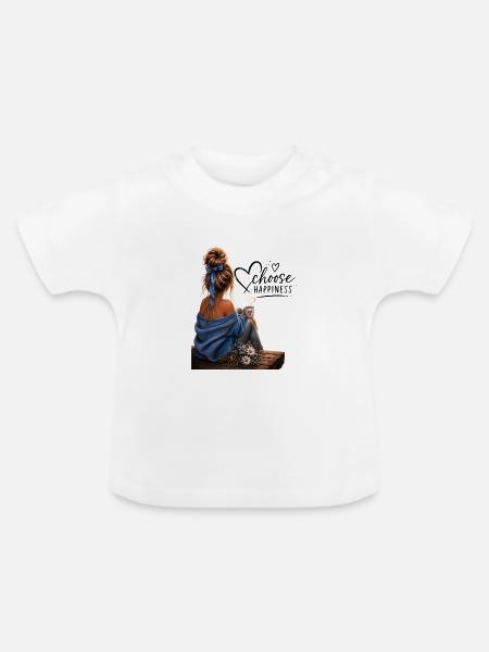 Choose Happiness: Cozy Blue Moment - Baby Bio-T-Shirt mit Rundhals - Weiß