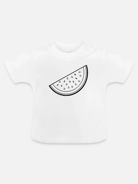 Wassermelonenscheibe - Baby Bio-T-Shirt mit Rundhals - Weiß