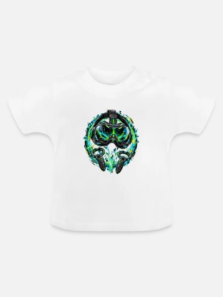 Neon-VR-Helm & Controller Fusion - Baby Bio-T-Shirt mit Rundhals - Weiß