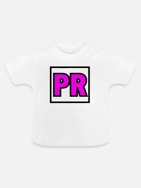 PR Initialen Rahmen Logo - Baby Bio-T-Shirt mit Rundhals - Weiß