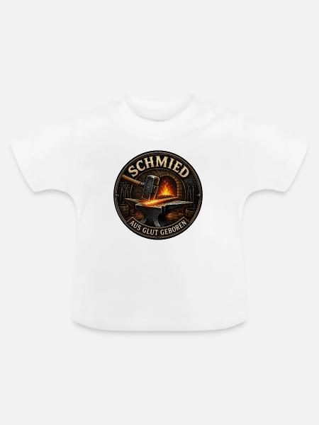 Schmied – Aus Glut geboren - Baby Bio-T-Shirt mit Rundhals - Weiß