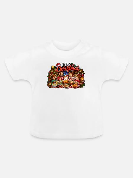 Merry Christmas - Baby Bio-T-Shirt mit Rundhals - Weiß