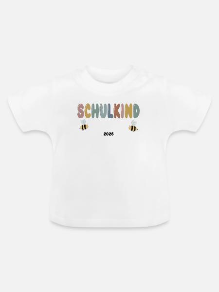 Schulkind mit Honigbienen - Baby Bio-T-Shirt mit Rundhals - Weiß