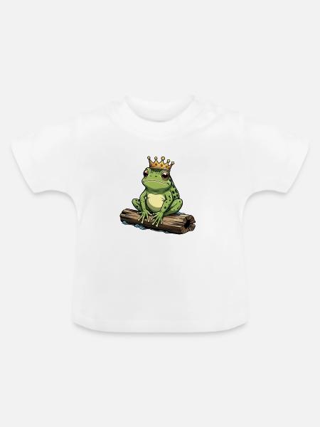 Froschkönig mit Krone - Baby Bio-T-Shirt mit Rundhals - Weiß