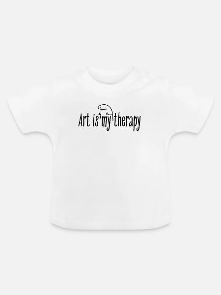 Art is my therapy - Baby Bio-T-Shirt mit Rundhals - Weiß