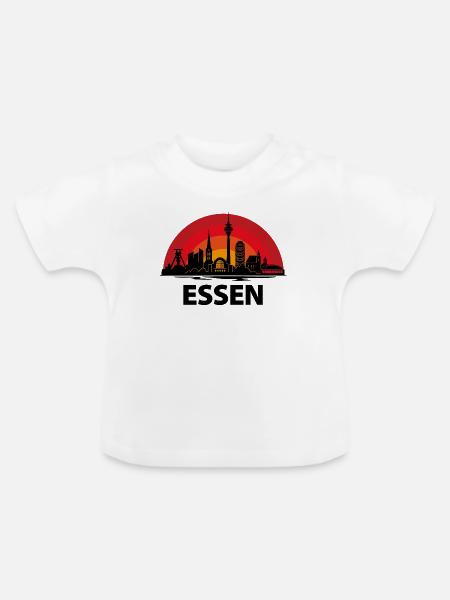 Essen Skyline Kreise - Baby Bio-T-Shirt mit Rundhals - Weiß