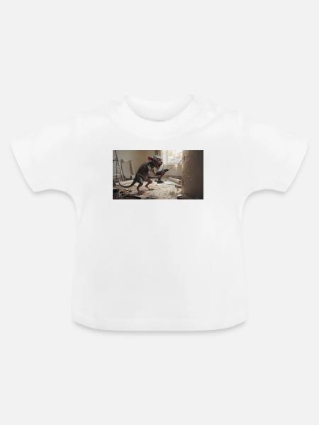 Фэнтезийный гремлин в процессе ремонта: комичная с - Baby Bio-T-Shirt mit Rundhals - Weiß
