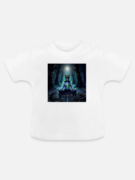 Mondlichtwald Meditierender Dämonengeist - Baby Bio-T-Shirt mit Rundhals - Weiß