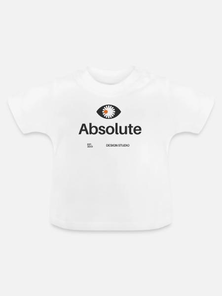 Absolute Augenblume Logo - Baby Bio-T-Shirt mit Rundhals - Weiß
