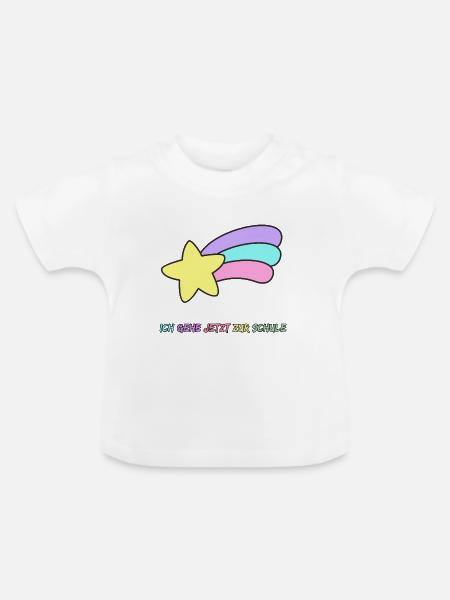 STERNSCHNUPPE SCHULKIND, EINSCHULUNG, GRUNDSCHULE - Baby Bio-T-Shirt mit Rundhals - Weiß