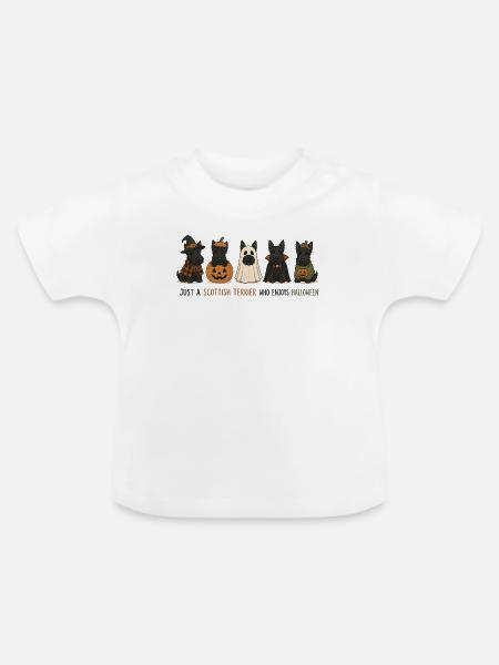 Halloween Scottish Terrier Crew - Baby Bio-T-Shirt mit Rundhals - Weiß