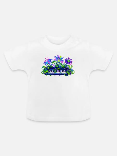 Blütensynth - Baby Bio-T-Shirt mit Rundhals - Weiß