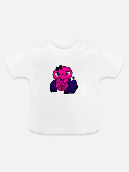 Pinker Spinnenfreundin mit Netzmuster - Baby Bio-T-Shirt mit Rundhals - Weiß