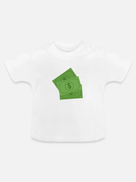 Dollar-Banknoten - Baby Bio-T-Shirt mit Rundhals - Weiß