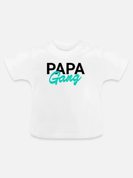 Papa Gang (black) - Baby Bio-T-Shirt mit Rundhals - Weiß