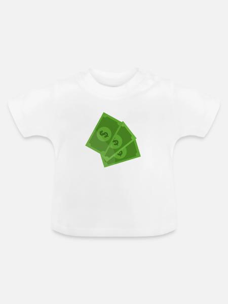 Dollar-Banknoten - Baby Bio-T-Shirt mit Rundhals - Weiß