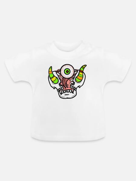 Schädel von einem Parasiten aufgerissen. - Baby Bio-T-Shirt mit Rundhals - Weiß