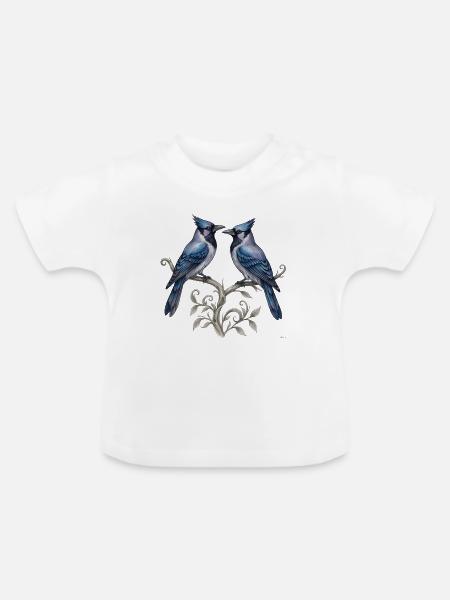 Blue Jays Resting Branch Design. - Baby Bio-T-Shirt mit Rundhals - Weiß