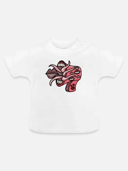 Schreiendes Megafonmonster - Baby Bio-T-Shirt mit Rundhals - Weiß