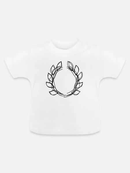 Lorbeerkranz handgezeichnet - Baby Bio-T-Shirt mit Rundhals - Weiß