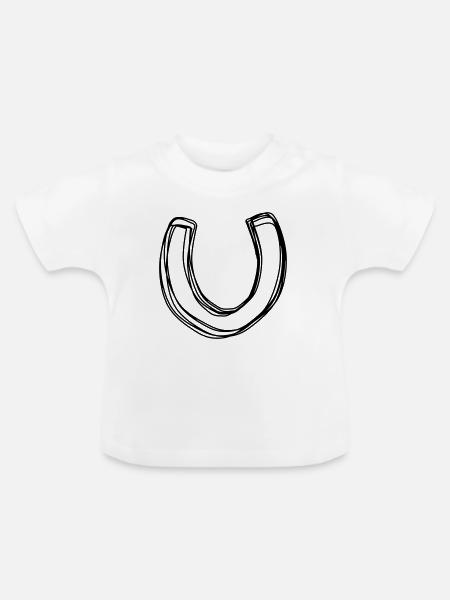 Hufeisen handgezeichnet - Baby Bio-T-Shirt mit Rundhals - Weiß