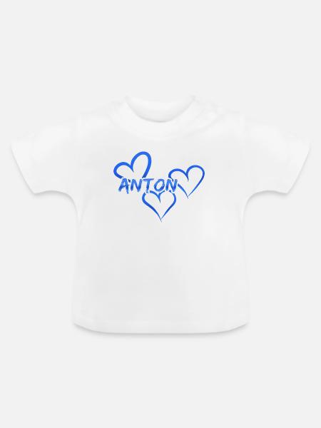 Vorname Anton - Baby Bio-T-Shirt mit Rundhals - Weiß