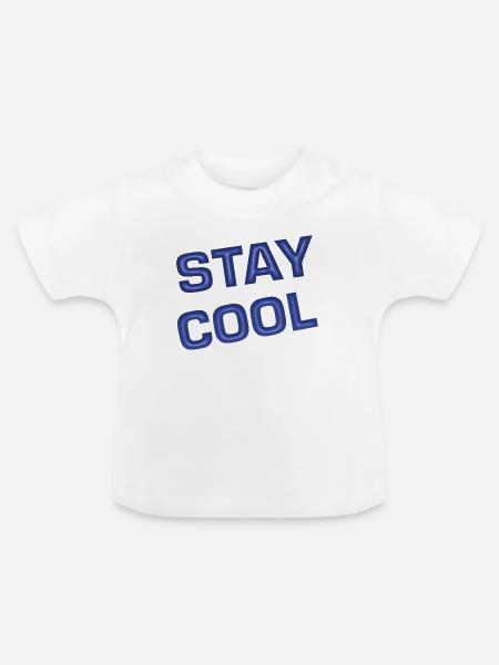 Bleib cool 3D-Retro-Text - Baby Bio-T-Shirt mit Rundhals - Weiß