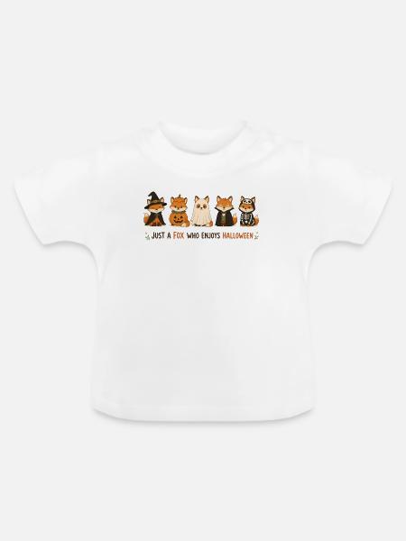 Halloween Fuchs-Crew - Baby Bio-T-Shirt mit Rundhals - Weiß