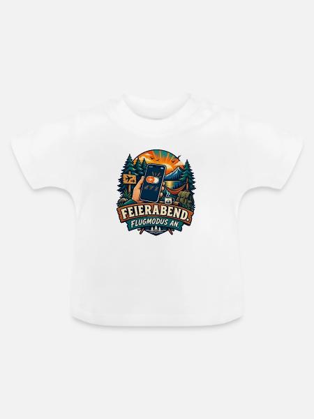 Feierabend – Flugmodus an - Baby Bio-T-Shirt mit Rundhals - Weiß