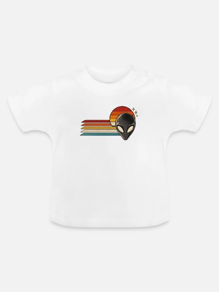 Retro Alien Regenbogenpfad - Baby Bio-T-Shirt mit Rundhals - Weiß