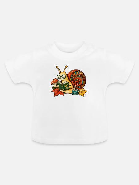 Lesepause im Schneckenhaus - Baby Bio-T-Shirt mit Rundhals - Weiß